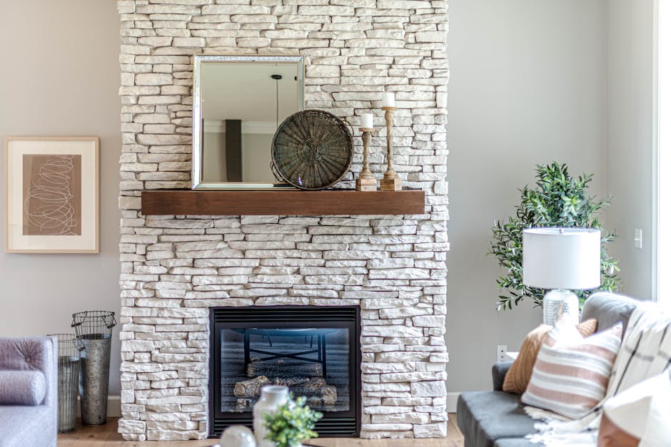 Image of a chimney sweep inspecting a fireplace with a satisfied homeowner standing nearby